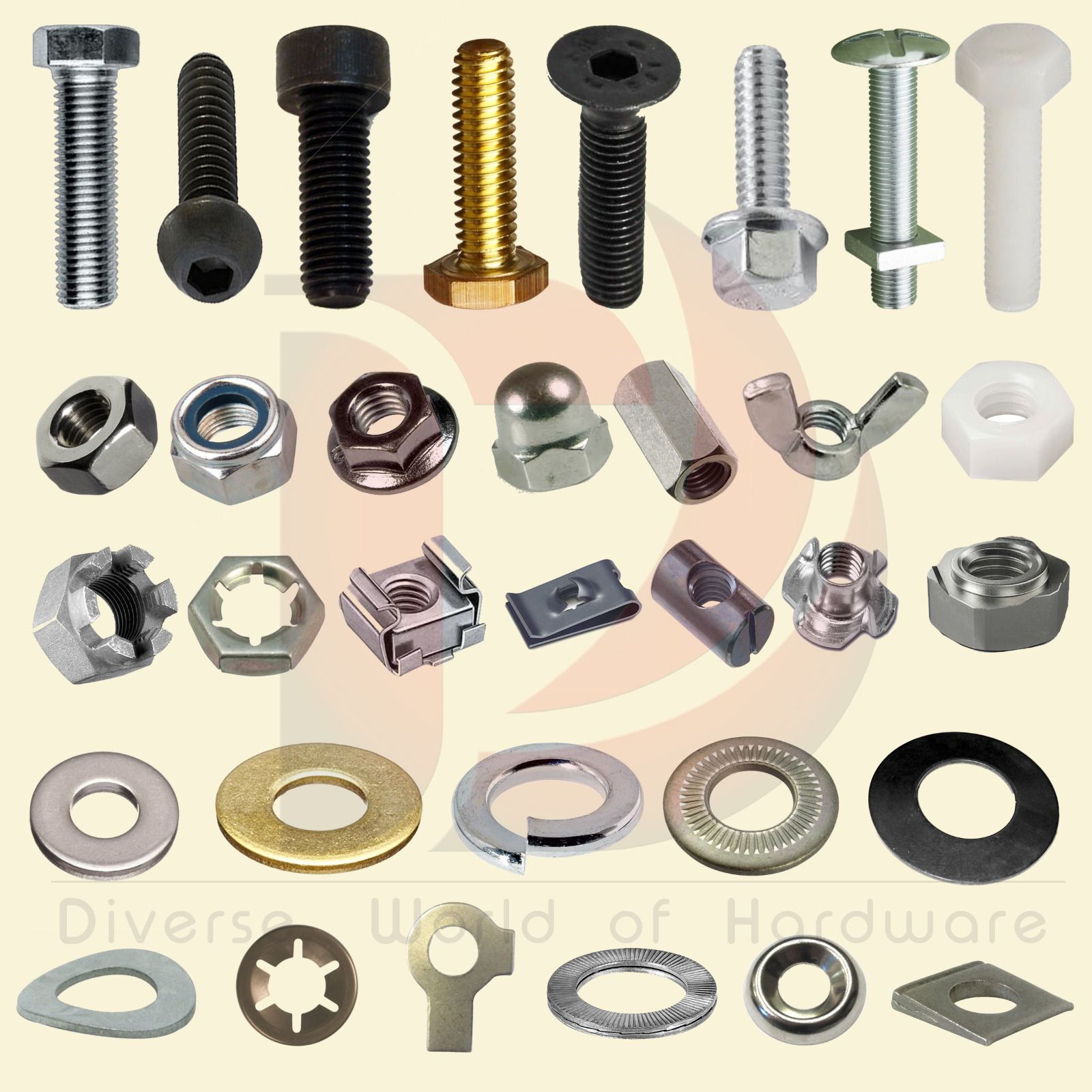 Galvanized Hex Bolts, Nuts, Washers & Spring Washers